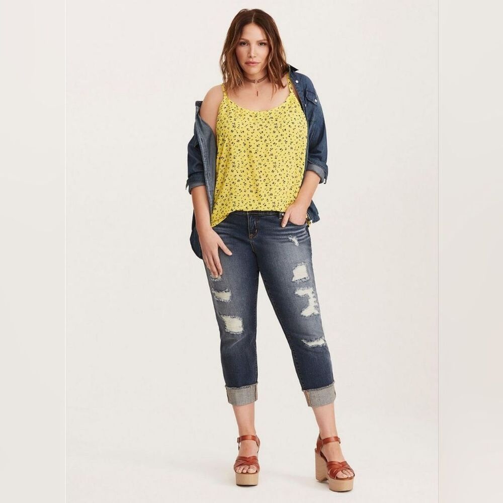 Torrid Challis Lace Up Swing Cami Womns SZ Medium Microfloral Cottagecore Simple